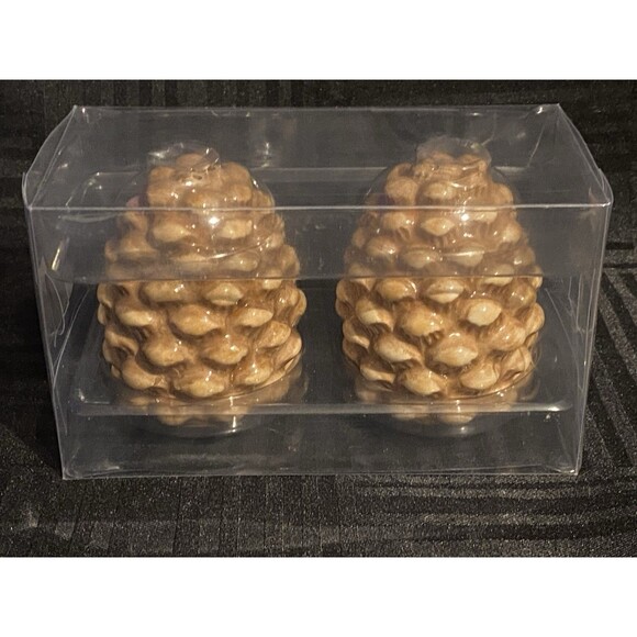Stoneware Pine Cone salt and Pepper Shaker New In box cabin decor rustic - Picture 1 of 5